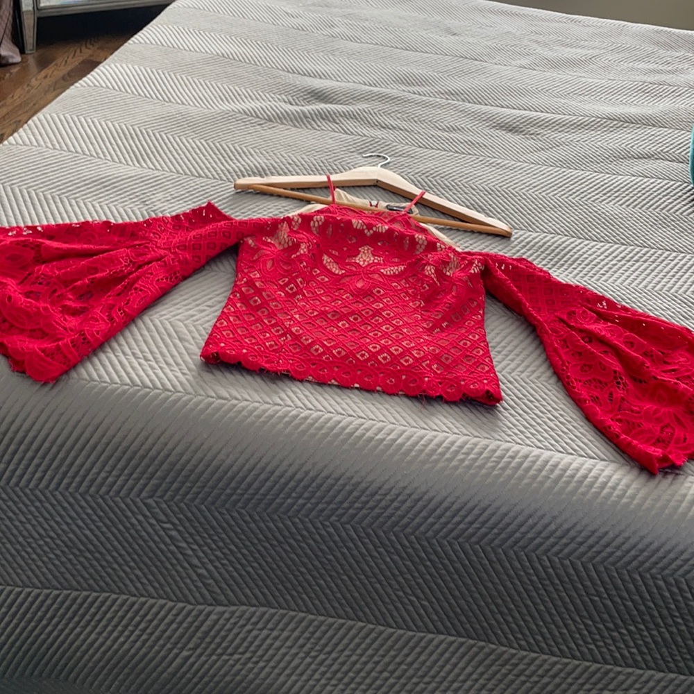 Beautiful Red lace off the shoulder top